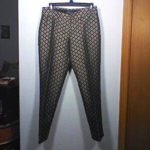 TALBOTS Signature Black Red Gold Floral Ankle Dress Pants Size 4Pn Lined w/Zip